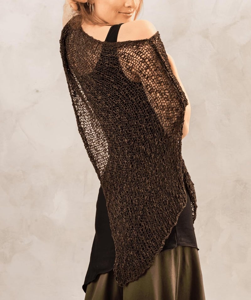 Argeousgor Women Sheer Poncho Top Lightweight Knit Crochet Shrug Bolero Mesh Batwing Sleeve Sweater Cover Up Beachwear - Image 3
